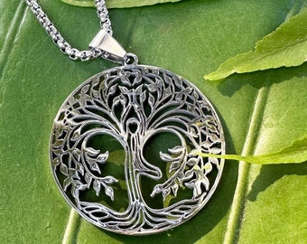 TREE of LIFE Silver Necklace | Silver Tree Pendant, Tree Jewelry, Yoga Necklace | Sacred Geometry, Tree Necklace, Boho Jewelry, Mayan Rose