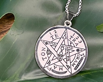Tetragrammaton Silver Necklace, Sacred Geometry Pendant, Esoteric Wicca Jewelry, Geometric Unisex Necklace