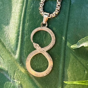 Ouroboros Gold Snake Necklace, Uroboros Infinity Symbol Pendant, Serpent Necklace, Sacred Geometry Symbolism | Free Gift Box
