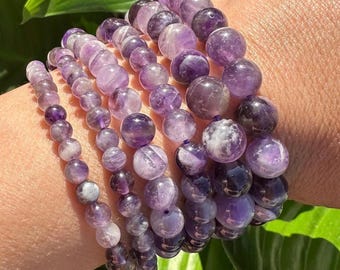 Amethyst Crystal Bracelet, 4mm, 6mm, 8mm Bead Stretch Bracelets, Premium Natural Gemstone Jewelry,   Premium Genuine Stone, Bulk Wholesale