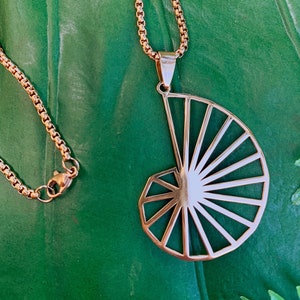 Pythagorean Spiral Triangle Necklace | Fibonacci, Golden Ratio Pendant | Gold Geometric Necklace | Sacred Geometry Jewelry | Mayan Rose