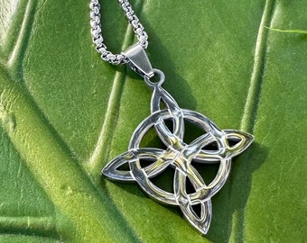 Celtic Symbol Bowen Knot Silver Necklace, Lover’s Knot, Bowen Cross, Celtic Knot Variation, Sacred Geometry, Love Pendant for Girlfriend