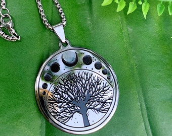 TREE of LIFE Moon Phases Silver Necklace | Silver Tree Pendant, Tree Jewelry, Spiritual Yoga Necklace | Tree Necklace, Moon Necklace, Wicca