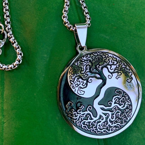 Autumn Mabon Pagan Sun and Moon Equinox Pendant Necklace Spring Ostara 