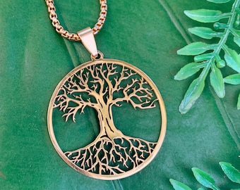 TREE of LIFE Gold Necklace | Gold Tree Pendant, Tree Jewelry, Spiritual Yoga Necklace | Sacred Geometry, Tree Necklace, As Above So Below