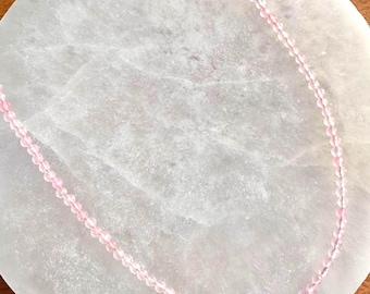 Rose Quartz Necklace, 2-3mm Faceted Rose Quartz Crystal Necklace, 14-16 in. Beaded Gemstone Choker, 100% Natural Grade A Crystal Jewelry