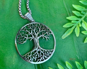 TREE of LIFE Silver Necklace | Silver Tree Pendant, Tree Jewelry, Spiritual Yoga Necklace | Sacred Geometry, Tree Necklace, Boho Jewelry