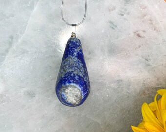 Sodalite Teardrop Crystal Silver Necklace | 100% Natural Authentic Gemstone Crystal Healing Jewelry | Real Sodalite Pendant Charm