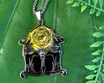 Egyptian Cat, Bastet Goddess & Eye of Horus Necklace | Ankh Necklace | Egyptian Jewelry | Eye of Ra Necklace | Spiritual Amulet Necklace