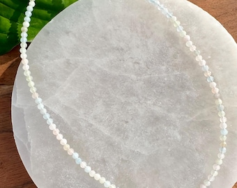 Morganite Necklace, 2-3mm Faceted Morganite Crystal Necklace, 14-16 in. Tiny Beaded Gemstone Choker, 100% Natural Grade A Crystal Jewelry