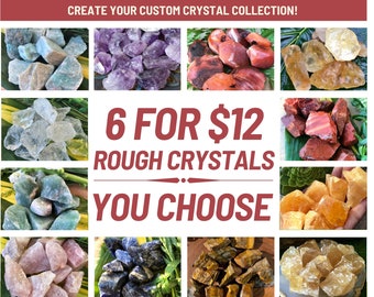 6 for 12 Rough Crystals, Custom Crystal Collection, Raw Gemstone Gift Set, Beginner Crystal Kit, Wholesale Crystals, Natural Rough Stones