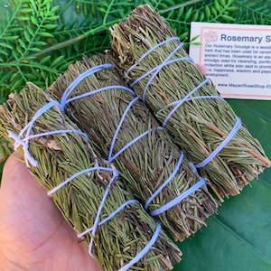 ROSEMARY Smudge Stick | Herbal Sage Bundle for Ceremony, Meditation, Altar, Home Cleansing, Wicca Smudging Kit | Spiritual Gifts Mayan Rose