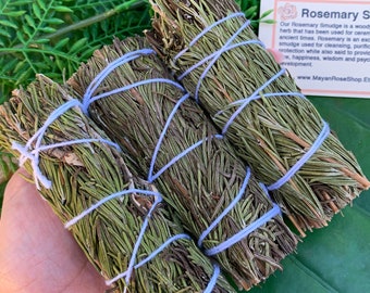 ROSEMARY Smudge Stick | Herbal Sage Bundle for Ceremony, Meditation, Altar, Home Cleansing, Wicca Smudging Kit | Spiritual Gifts Mayan Rose