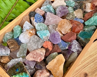 Mystery Bag of Assorted Crystals, Natural Raw Gemstones, Wholesale Rough Crystal Lot in Ounces, Pounds. Quartz, Agates, Jaspers & more!