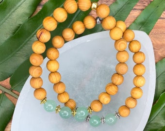 Sandalwood & Green Aventurine Bracelet | 4th Fourth Heart Chakra Bracelet for Love, Prosperity | 7 Chakras Bracelet by Mayan Rose