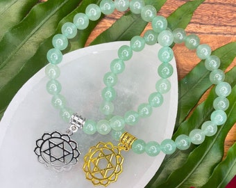 HEART Chakra Bracelet - GREEN AVENTURINE  Love & Prosperity | Fourth 4th Chakra Anahata | 7 Chakras Bracelet | Sacred Geometry | Mayan Rose