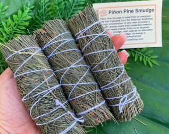 PIÑON PINE SMUDGE Stick | Sage Bundle for Ceremony, Meditation Altar, Home Cleansing, Positive Energy, Smudging, Wicca | Mayan Rose
