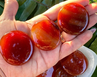 CARNELIAN PALMSTONE 2 in., Orange Agate Crystal Natural Tumbled Polished Gemstone, Energy Healing, Meditation, Reiki, Wicca, Metaphysical