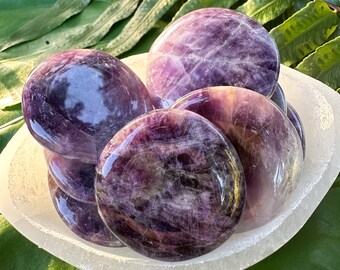 AMETHYST PALMSTONE, Purple Crystal Natural Tumbled Polished Gemstone, For Energy Healing, Meditation Altar, Reiki, Wicca, Metaphysical