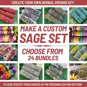 Custom Sage Smudge Set, Herbal Bundles, Assorted Sage Kit for Smudging, New Home Fragrance, Yoga, Meditation, Spiritual Gift Set, Mayan Rose