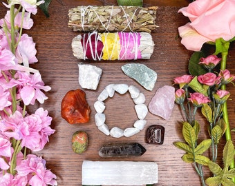 Pregnancy & Fertility Crystal Gift Set | New Mom Gift Ideas, Spiritual Gifts for Her | Healing Crystals for Baby Shower | Crystal Sage Kit