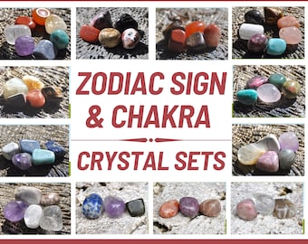 Zodiac Chakra Kristallsets, Trommelsteine Sammlung, polierte Edelstein Geschenkset, Kristallset für Anfänger, Kristallset für Astrologie