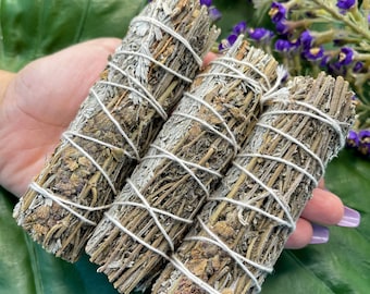 BLUE SAGE & LAVENDER Smudge Stick | Blue Sage Bundle for Ceremony, Meditation Altar, Home Energy Cleansing, Wicca Smudge Kit | Mayan Rose