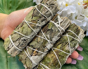 PEPPERMINT & WHITE SAGE Smudge Stick | Christmas Holiday Sage Bundle | Ceremony, Ritual, Meditation Altar, Wicca | Mint Herbal Smudge