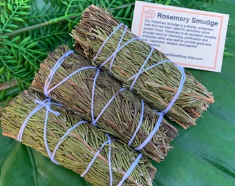 ROSEMARY Smudge Stick | Herbal Sage Bundle for Ceremony, Meditation, Altar, Home Cleansing, Wicca Smudging Kit | Spiritual Gifts Mayan Rose