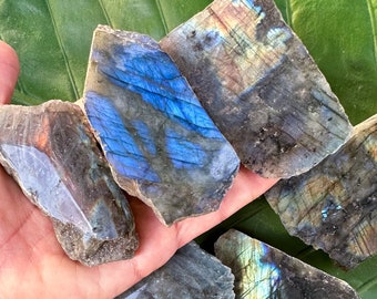 LABRADORITE SLABS, Polished with Blue Flash | Natural Tumbled Gemstone Crystal for Meditation Altar, Energy Healing, Wicca, Metaphysical