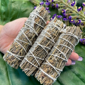 BLUE SAGE & LAVENDER Smudge Stick | Blue Sage Bundle for Ceremony, Meditation Altar, Home Energy Cleansing, Wicca Smudge Kit | Mayan Rose