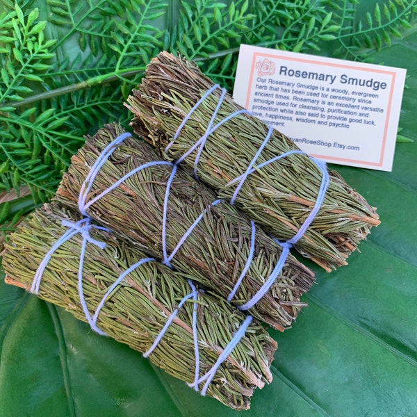 ROSEMARY Smudge Stick | Herbal Sage Bundle for Ceremony, Meditation, Altar, Home Cleansing, Wicca Smudging Kit | Spiritual Gifts Mayan Rose