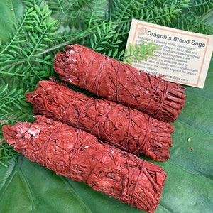 DRAGON'S BLOOD SAGE Smudge Stick | Sage Bundle for Ceremony, Meditation, Altar, Home Cleansing, Wicca Smudging Kit | Mayan Rose