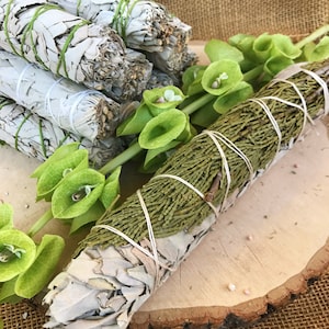 9 inch CEDAR & SAGE Smudge Stick | Large Jumbo White Sage Bundle | Meditation Altar, Home Energy Cleansing, Smudging, Wicca | Mayan Rose