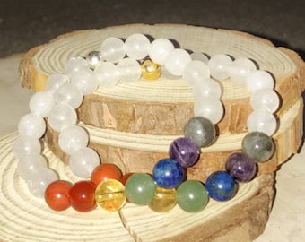 7 CHAKRAS Crystal Quartz Bracelet | Chakra Crystal Stretch Bracelet | Jasper, Carnelian, Citrine, Aventurine, Lapis, Amethyst, Labradorite