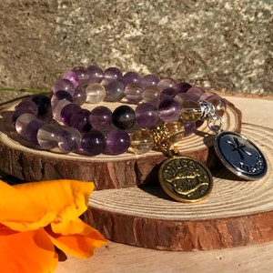 PISCES Bracelet | FLUORITE & CITRINE Crystal Healing Zodiac Bracelet | March Birthstone | Astrology Gifts, Zodiac Jewelry, Zodiac Gift
