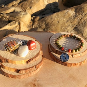SCORPIO Zodiac Gift Set 1 | UNAKITE & Red JASPER Crystal Healing Bracelet | October November Birthstone | Astrology Gifts, Zodiac Jewelry