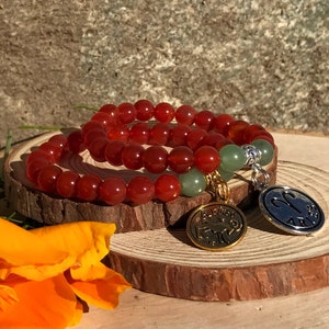 ARIES Bracelet | CARNELIAN & Green Aventurine Crystal Healing Zodiac Bracelet | March April Birthstone | Astrology Gifts, Zodiac Jewelry