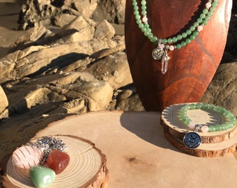 TAURUS Zodiac Gift Set 2 | Green Aventurine & Rose Quartz | April May Birthstone | Mala Necklace Bracelet, 108 Mala Beads, Astrology Gifts