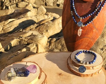 SAGITTARIUS Zodiac Gift Set 2 | LAPIS LAZULI & Labradorite | December Birthstone | Mala Necklace Bracelet, 108 Mala Beads, Astrology Gifts