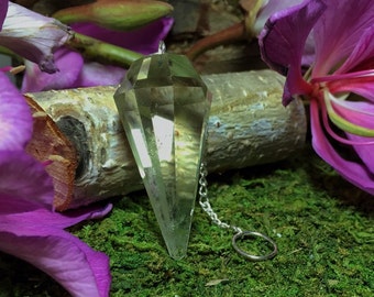 CLEAR QUARTZ Crystal Pendulum - Pink Quartz Gemstone Pendulums for Meditation, Chakra Healing, Yoga, Reiki - Mayan Rose MayanRoseShop