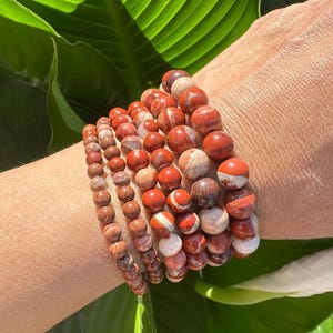 Red Jasper Crystal Bracelet, 4mm, 6mm, 8mm  Bead, Jasper Stone Stretch Bracelet, Premium Natural Gemstone Jewelry, Premium Grade, Wholesale