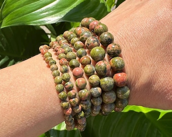 Unakite Bracelet, 4mm, 6mm, 8mm Bead Stretch Crystal Bracelets, Premium Natural Gemstone Jewelry,   Healing Crystal Bracelet, Wholesale Bulk