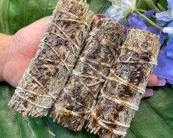 BLUE SAGE & COPAL Smudge Stick | Sage Bundle | Ceremony, Meditation, Altar, Home Cleansing, Wicca, Herbal Smudging Kit | Mayan Rose