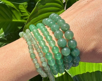 Green Aventurine Crystal Bracelet, 4mm, 6mm, 8mm Bead Stretch Bracelets, Premium Natural Gemstone Jewelry, Premium Grade Stone, Bulk Option