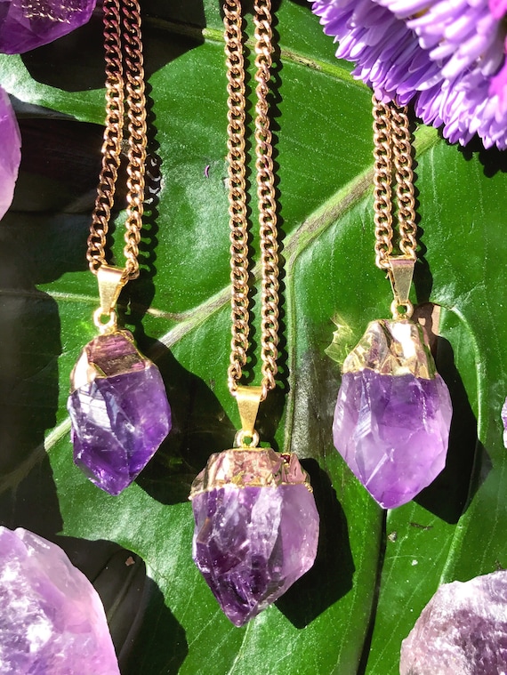 RAW AMETHYST Crystal Necklace on 