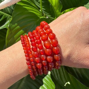 Carnelian Crystal Bracelet, 4mm, 6mm, 8mm Bead Stretch Bracelets, Premium Natural Gemstone Jewelry,   Premium Grade Stone, Wholesale Bulk