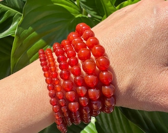 Carnelian Crystal Bracelet, 4mm, 6mm, 8mm Bead Stretch Bracelets, Premium Natural Gemstone Jewelry,   Premium Grade Stone, Wholesale Bulk