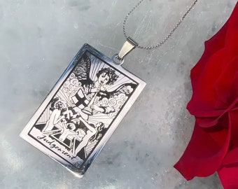 JUDGEMENT Tarot Card Silver Charm Necklace | Choose Custom Chain Length + FREE Gift Box | Spiritual Zodiac Jewelry | Metaphysical Wicca