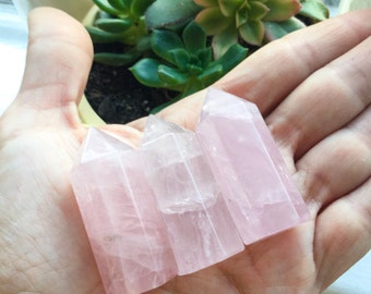ROSE QUARTZ Standing Points  (Grade A Natural) Polished Pink Crystal Stones Gemstone for Healing Heart Chakra, Yoga Meditation Reiki Wicca